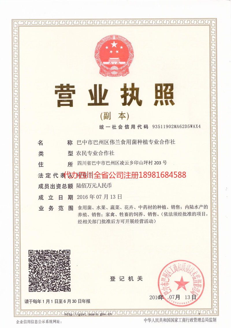 大兴安岭地区大兴安岭地区伟兰食用菌种植专业合作社